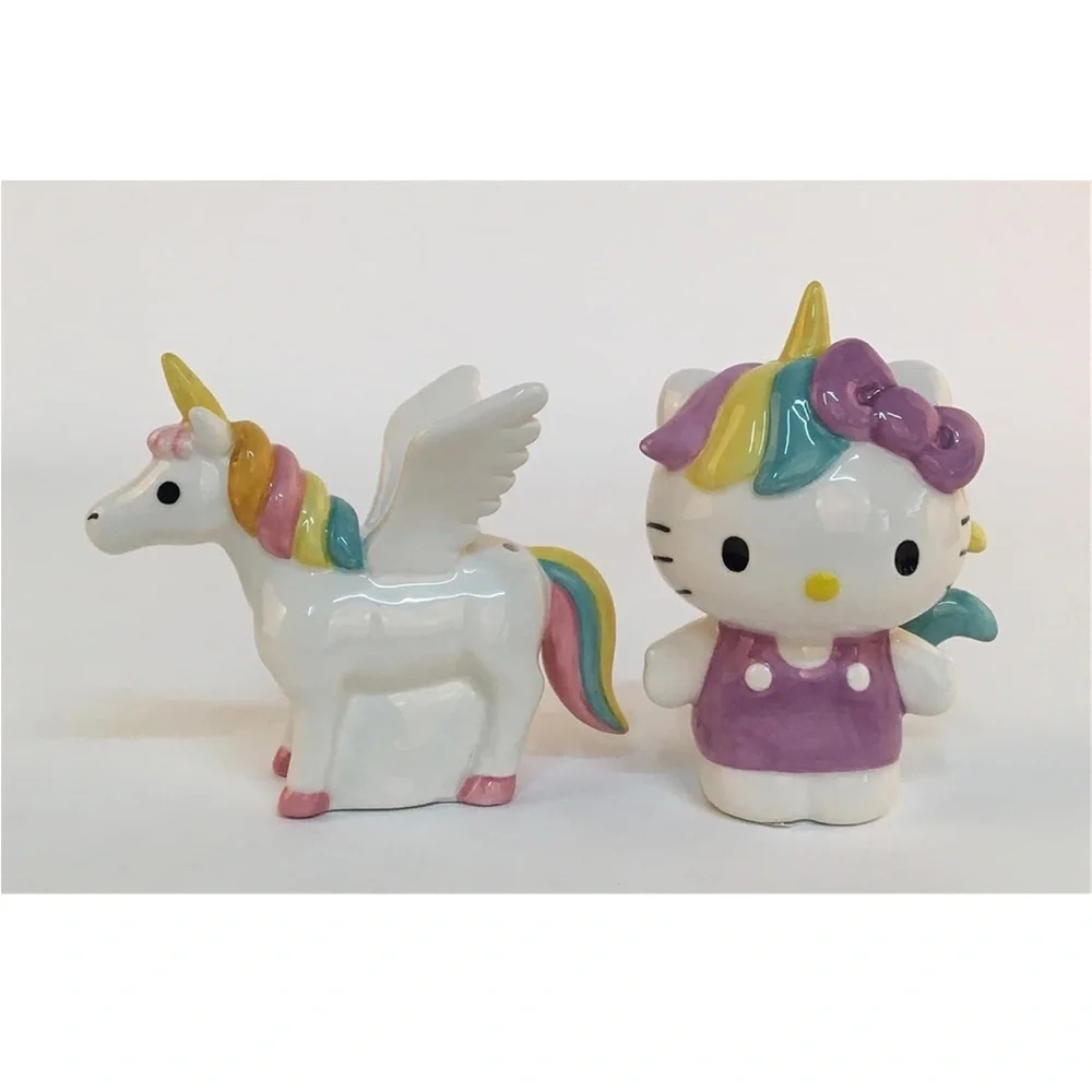 Hello Kitty and Unicorn Figurine Salt and Pepper Set